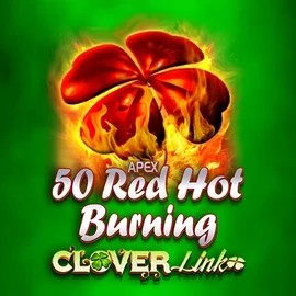 50 Red Hot Burning Clover Links slot logo by Novomatic at Mostbet Casino