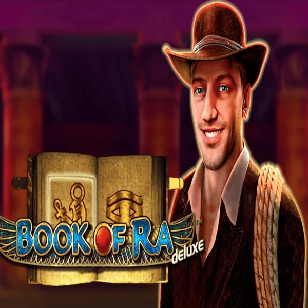 Official Slots logo: Book of Ra Deluxe by Novomatic at Mostbet Casino